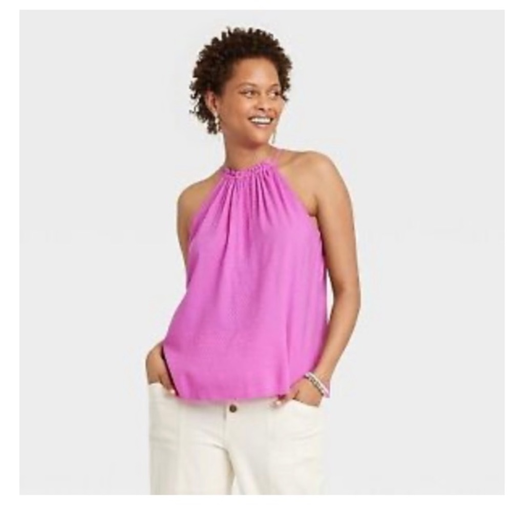 Women's Woven Halter Top Magenta